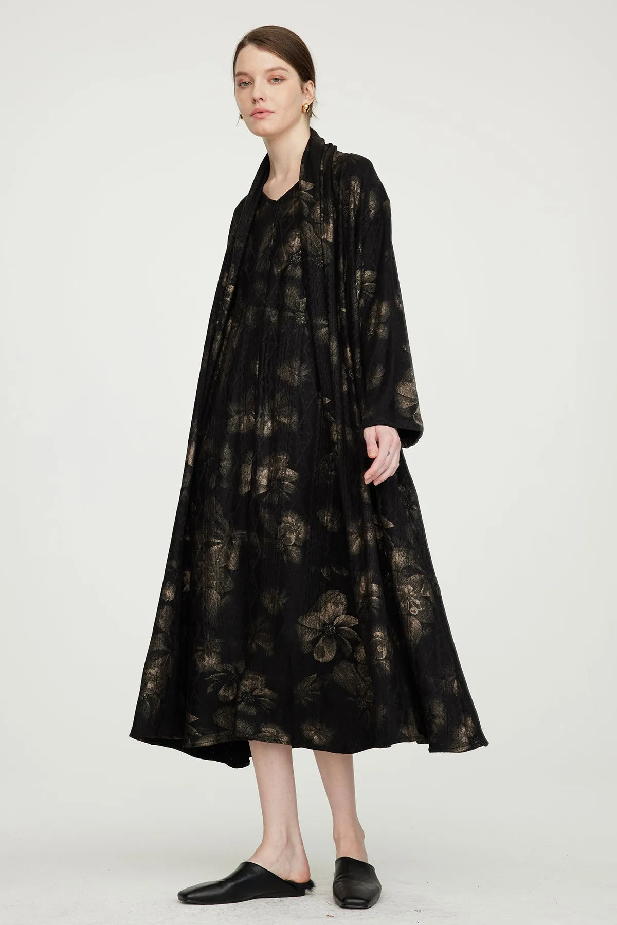 Casual Cozy Gold Flower Elegant Dress