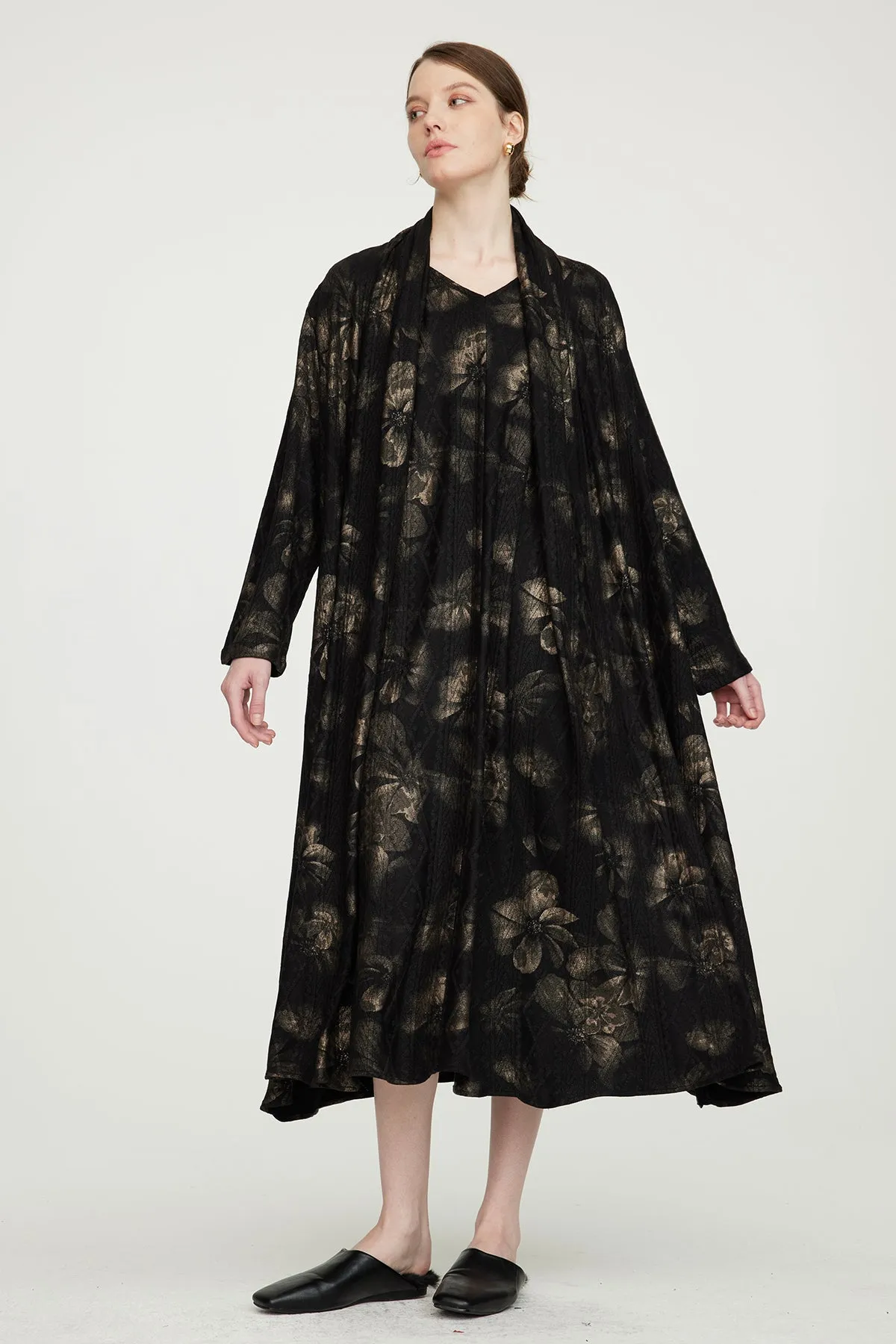 Casual Cozy Gold Flower Elegant Dress