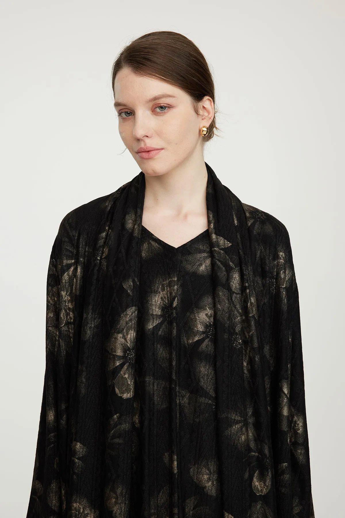 Casual Cozy Gold Flower Elegant Dress