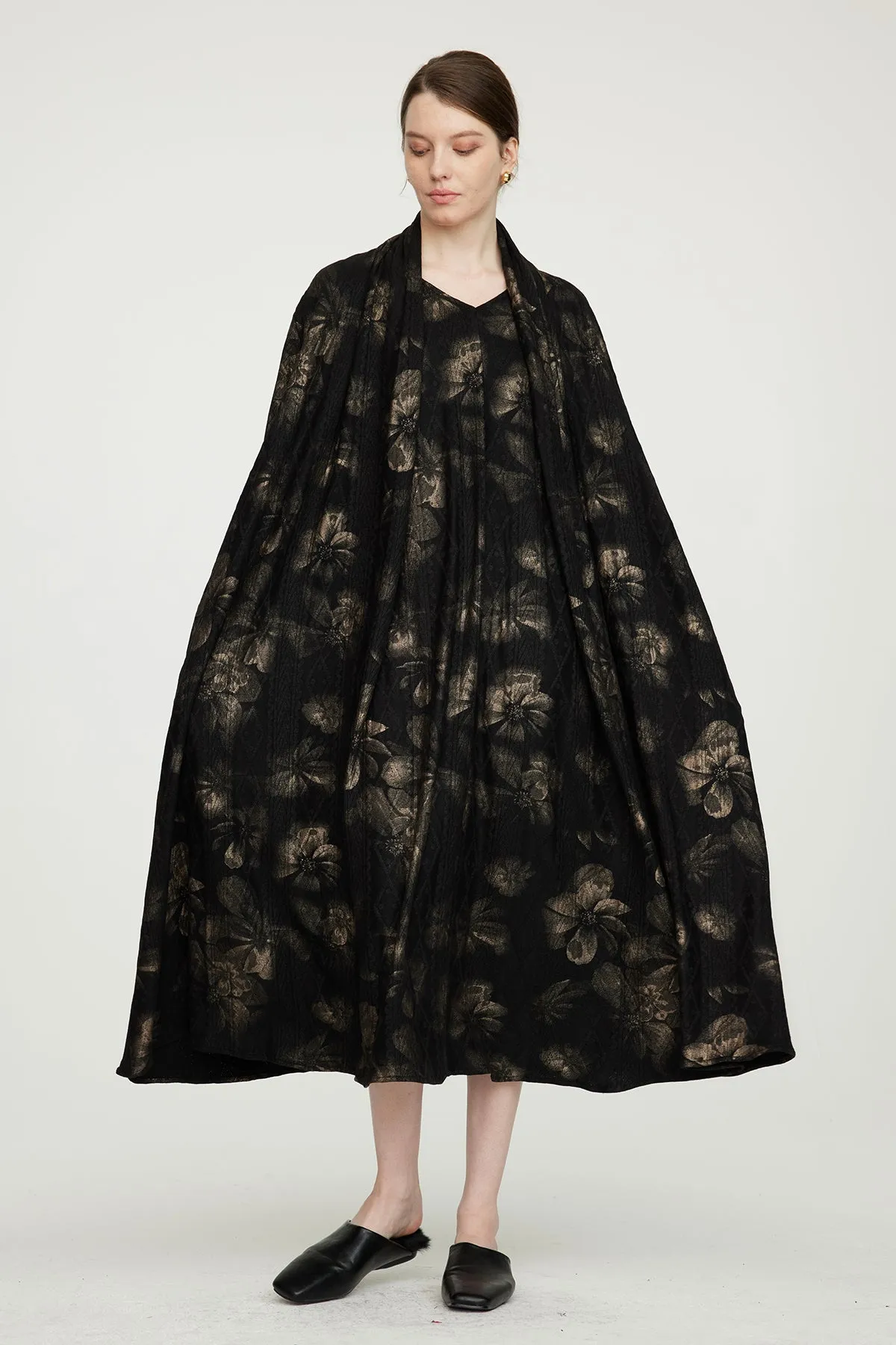 Casual Cozy Gold Flower Elegant Dress