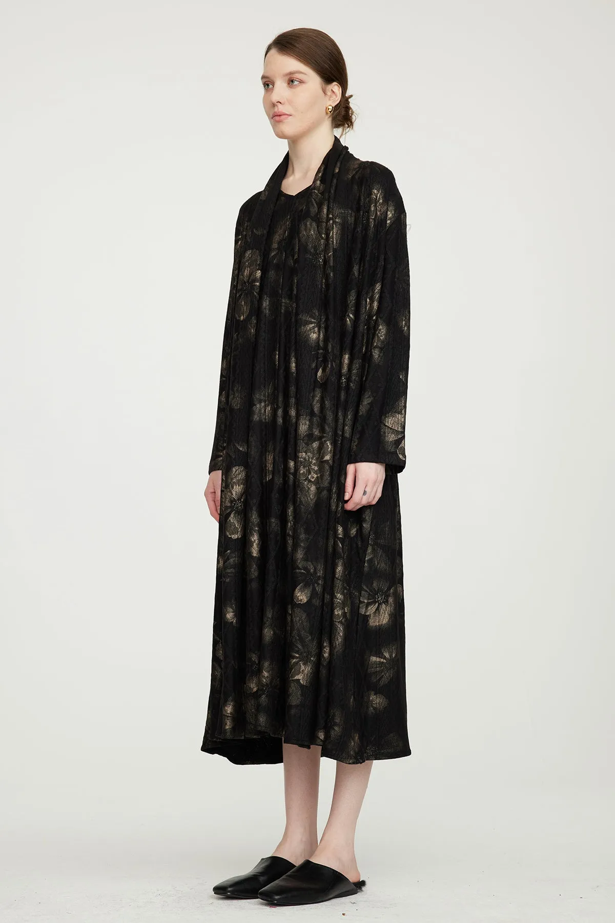 Casual Cozy Gold Flower Elegant Dress