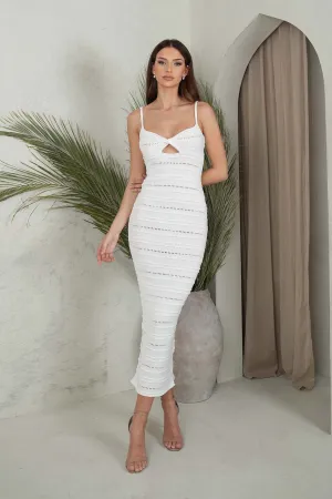 Chloe Crochet Knit Midi Dress - White