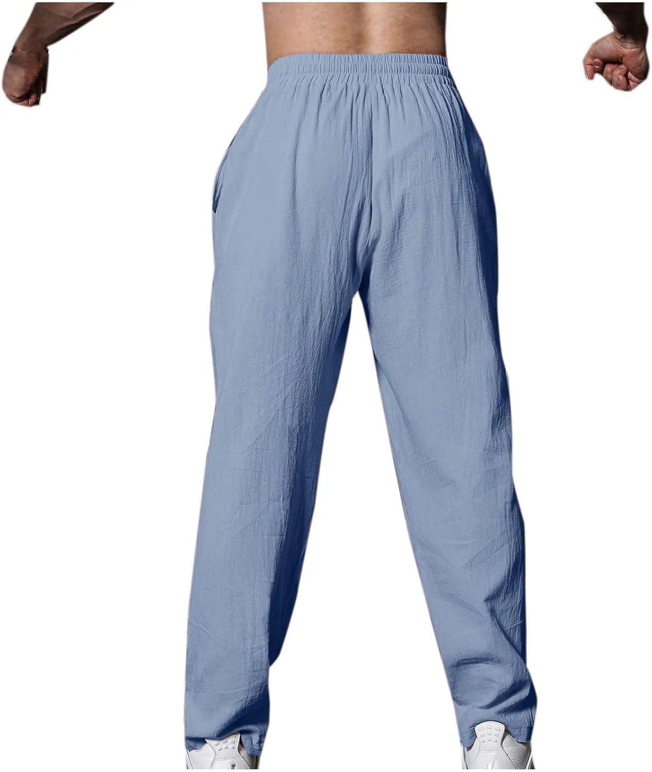 Cotton Linen Men's Linen Pants Elastic Waist Lightweight Breathable Relaxed Casual Daily Beachwear Vacation Drawstring