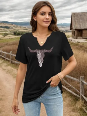 Cowgirl Outfits for Women V Neck Rodeo Western Shirts Cowboy Graphic Tees Country Music Nashville Tops