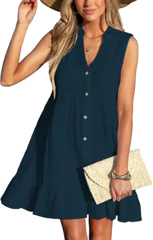CUPSHE Women Swimsuit Coverup 100% Cotton Ruffle Hem Beach Cover Up Dresses