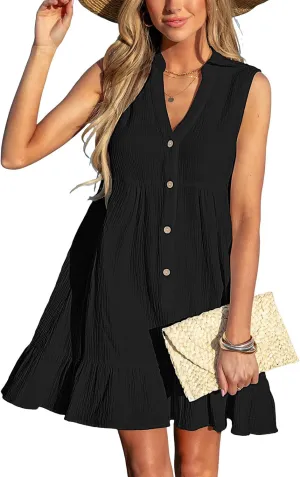 CUPSHE Women Swimsuit Coverup 100% Cotton Ruffle Hem Beach Cover Up Dresses