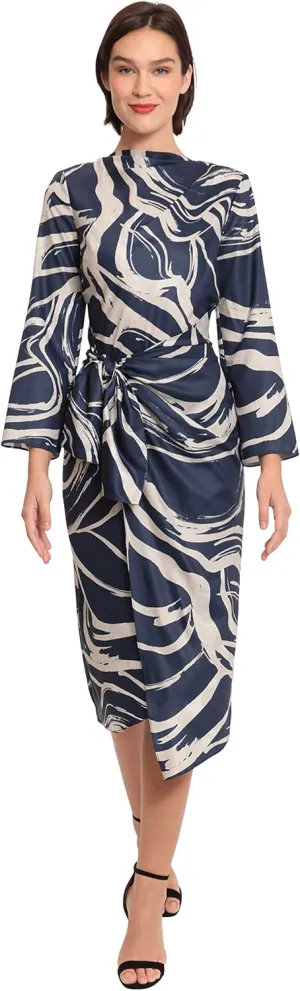 Donna Morgan Women's Long Sleeve Midi Wrap Dress