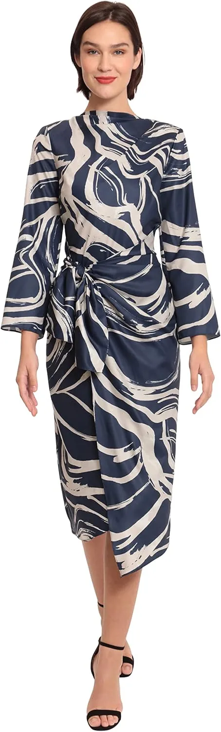 Donna Morgan Women's Long Sleeve Midi Wrap Dress