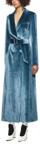 Draped Duck Egg Velvet Coat