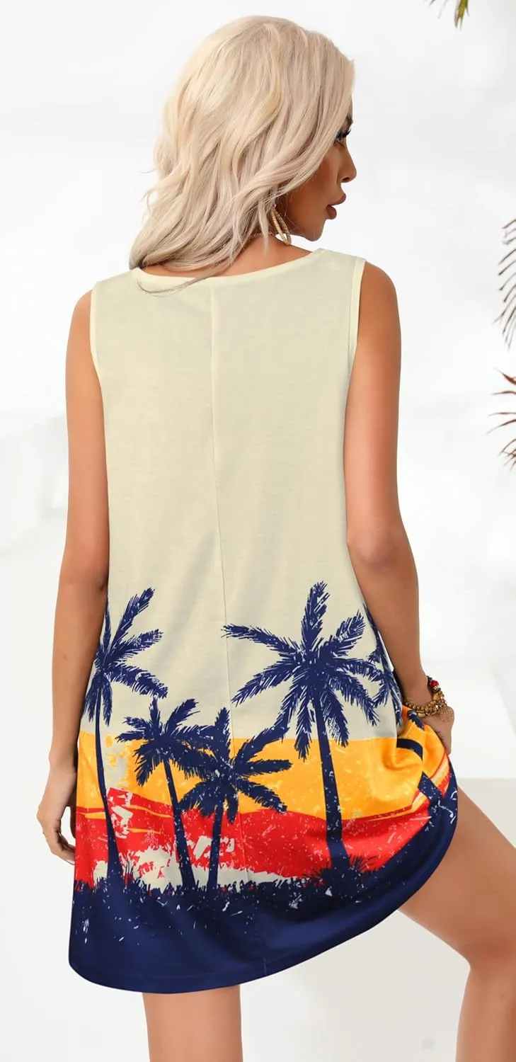 elescat Womens Swimsuit Cover Up Summer Sleeveless T Shirt Beach Dress Tank Bikini Coverups