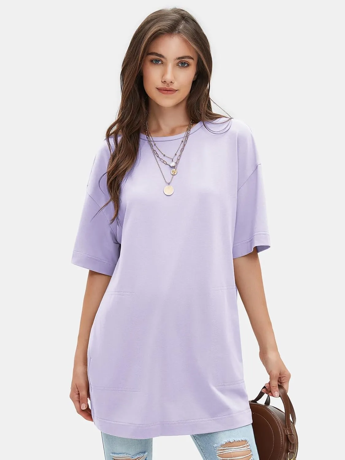 EXLURA Women's Summer Short Sleeve T Shirt Dress Casual Crewneck Resort Wear Tops Sundress Vacation Cruise Beach Outfits 2025