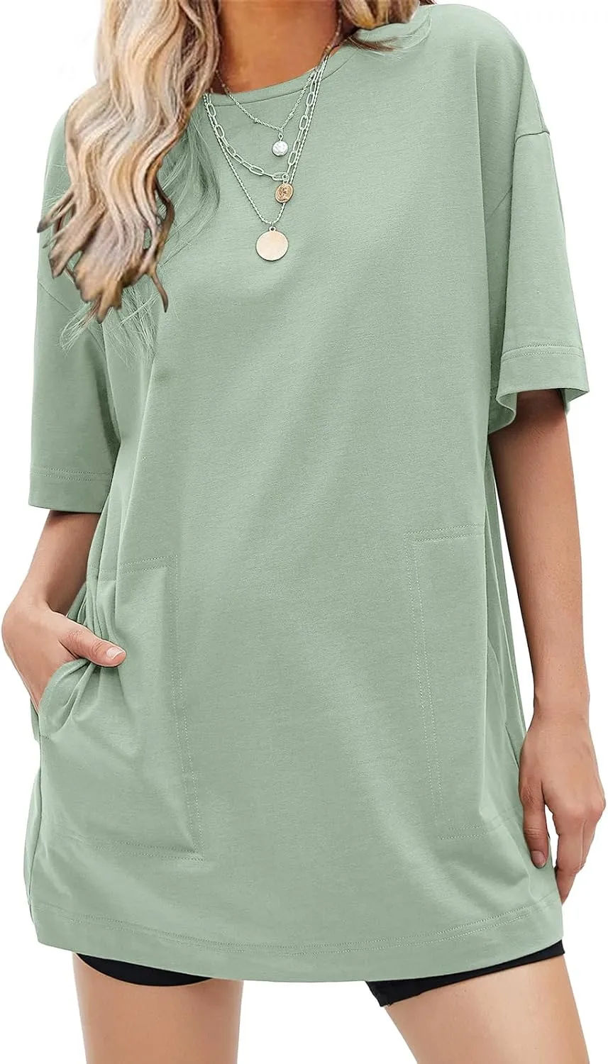 EXLURA Women's Summer Short Sleeve T Shirt Dress Casual Crewneck Resort Wear Tops Sundress Vacation Cruise Beach Outfits 2025