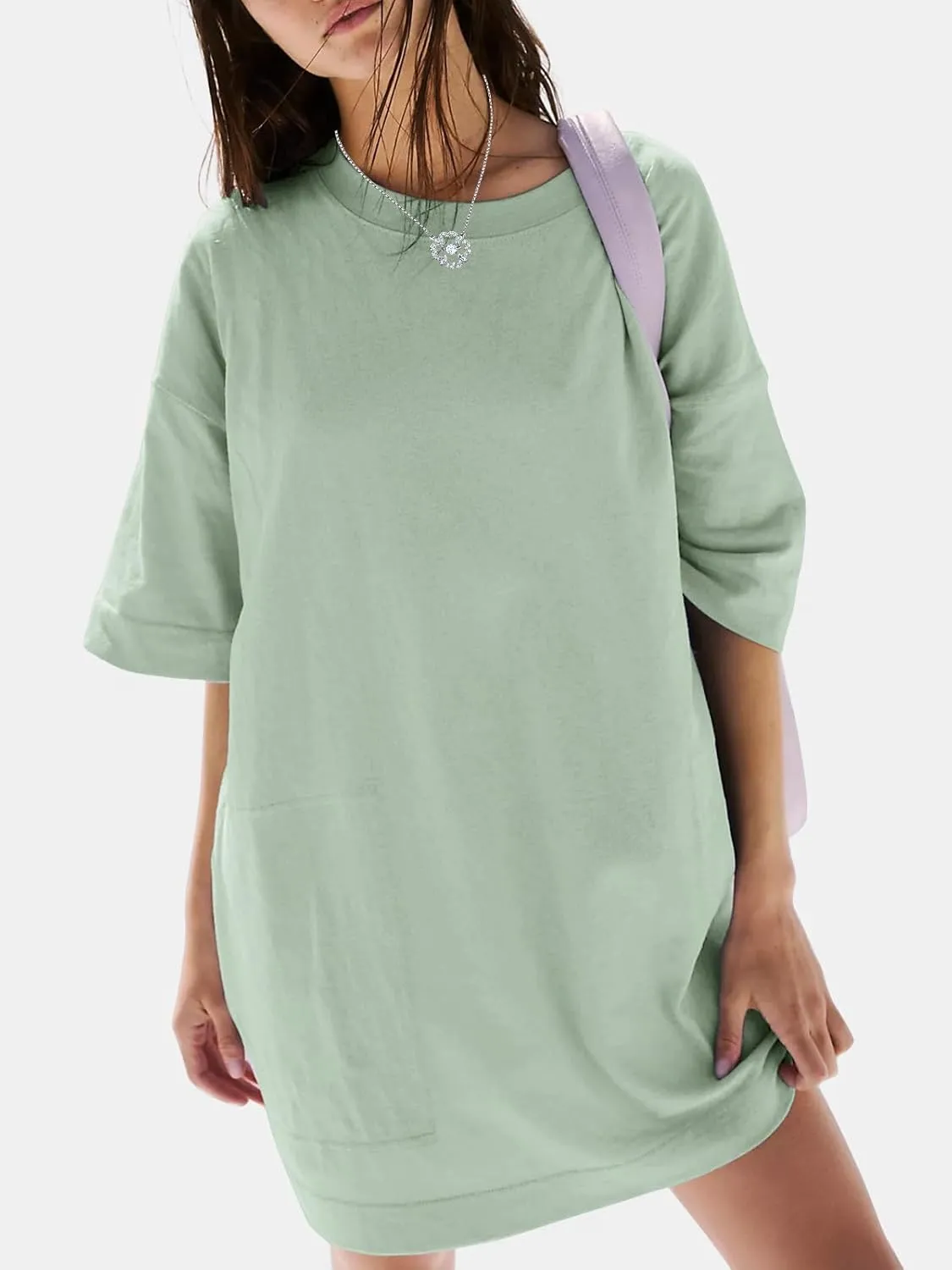 EXLURA Women's Summer Short Sleeve T Shirt Dress Casual Crewneck Resort Wear Tops Sundress Vacation Cruise Beach Outfits 2025