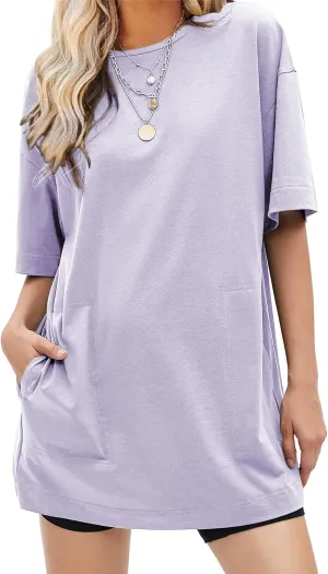 EXLURA Women's Summer Short Sleeve T Shirt Dress Casual Crewneck Resort Wear Tops Sundress Vacation Cruise Beach Outfits 2025