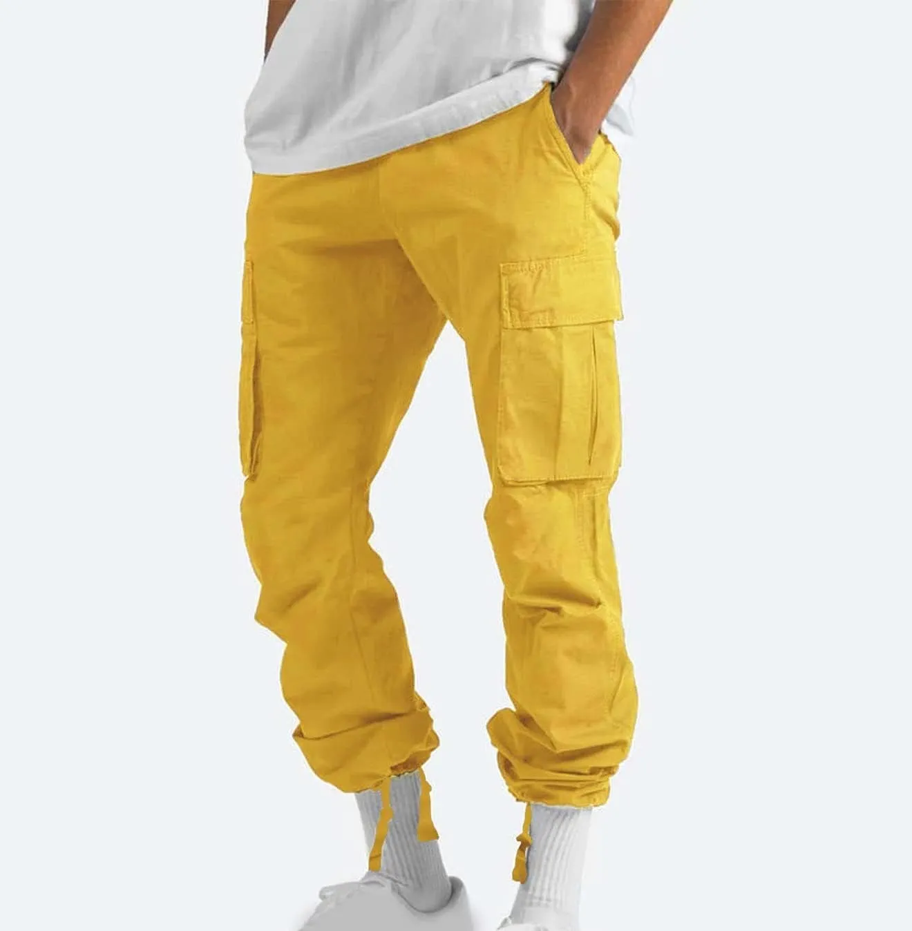 Finelylove Mens Wild Cargo Pants Lightweight Casual Hiking Pants Joggers Loose Fit Straight Workout Cargo Sweatpants