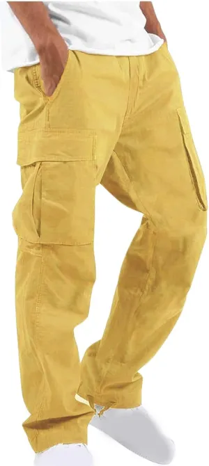 Finelylove Mens Wild Cargo Pants Lightweight Casual Hiking Pants Joggers Loose Fit Straight Workout Cargo Sweatpants