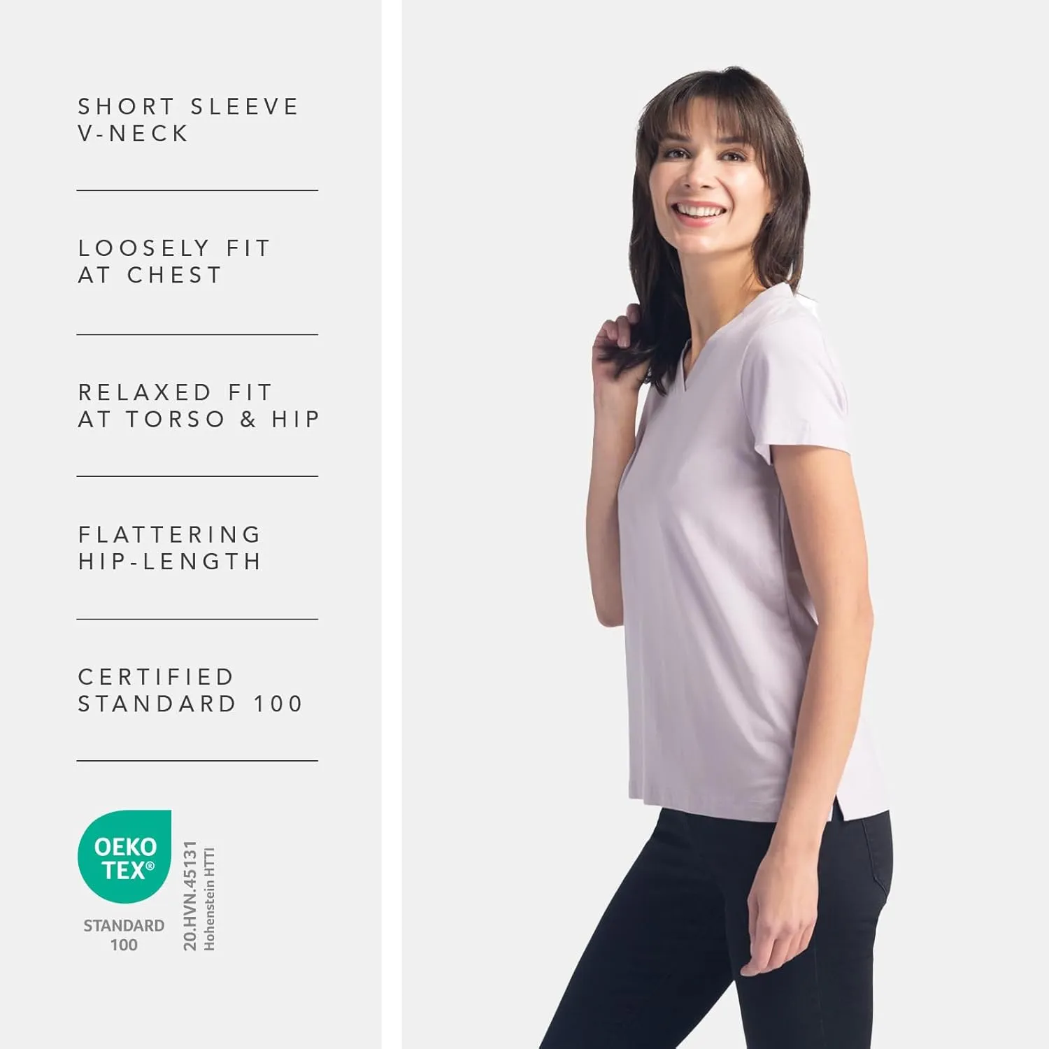 Fishers Finery Women's Ecofabric Short Sleeve V-Neck Tee; Relaxed Fit