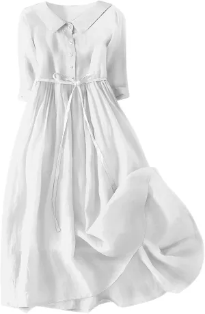 Floral Pattern Dresses for Women 2025 Maxi Button Down Plus Size A Line Dress Trendy 3/4 Sleeve Dress Summer Dresses