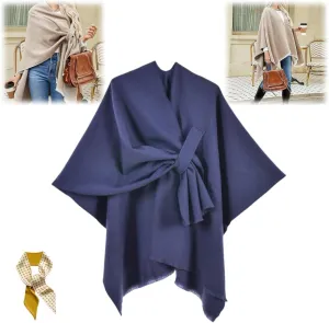 Front Wrap Cardigan Shawl Capes Cross Front Ponchos Stylish Cloak Shawl Fall Winter Wrap,Women Casual Solid Oversized Ponchos
