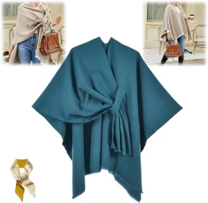 Front Wrap Cardigan Shawl Capes Cross Front Ponchos Stylish Cloak Shawl Fall Winter Wrap,Women Casual Solid Oversized Ponchos