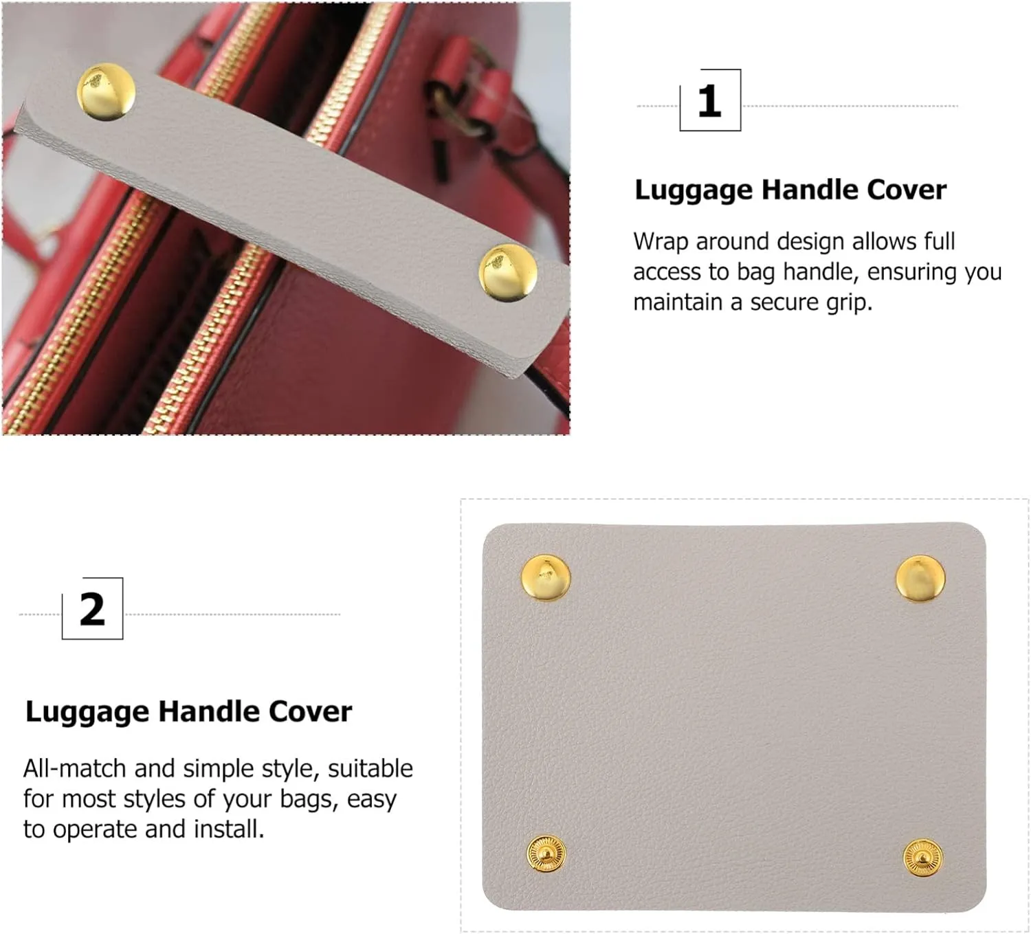 Gadpiparty Handbag Handle Leather Leather handle wrap leather bag handle cover Leather Luggage Handle Covers Wrap Covers: PU