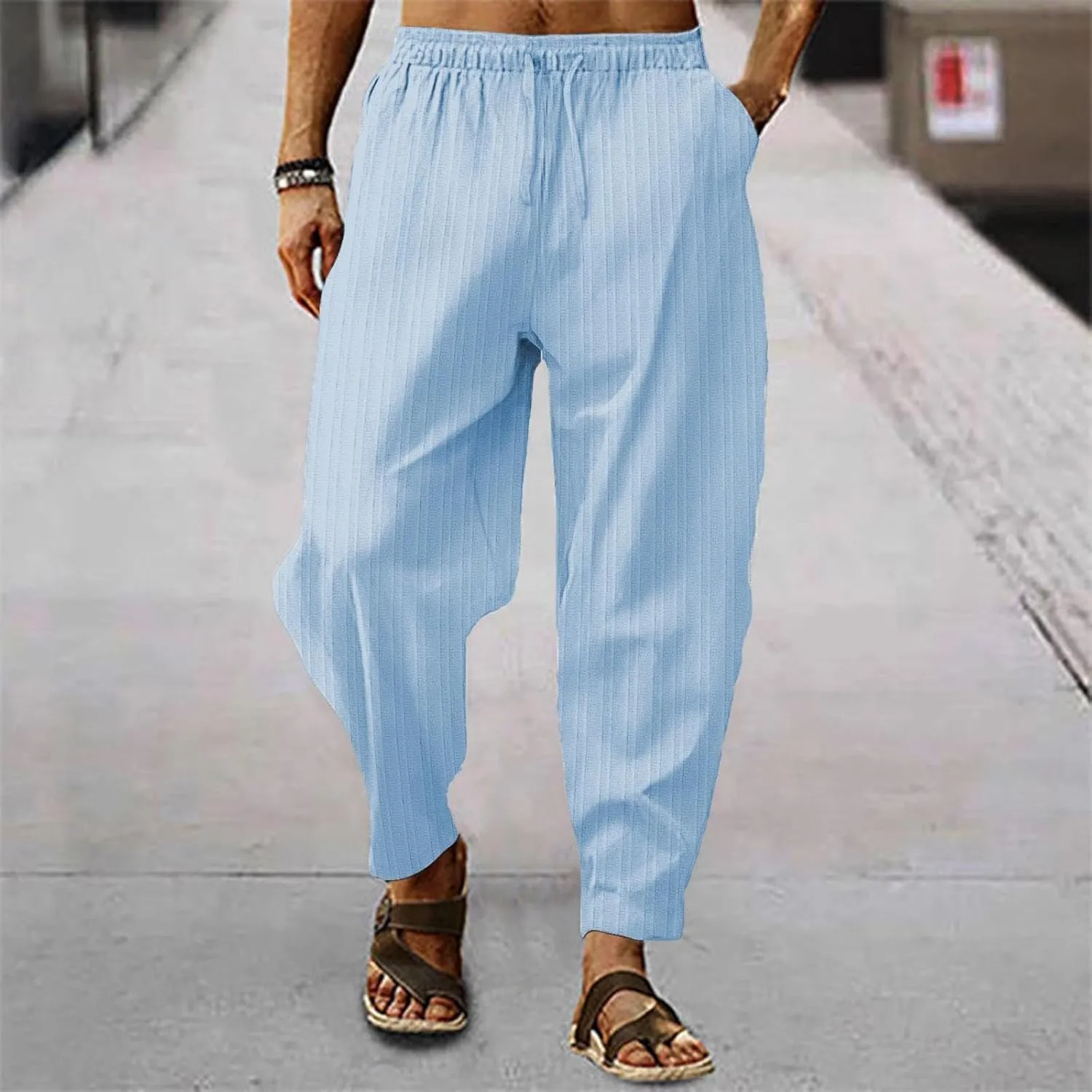 GIERIDUC Men's Zipper Fly Flare Leg Pants Big and Tall Sweat Pants for Men Striped Dress Pants Men's Men's Pants Long Length