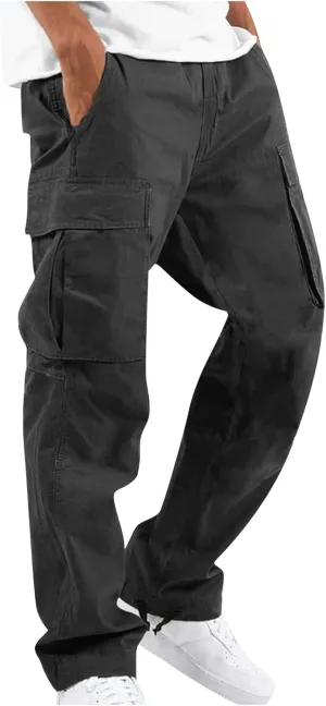GOFULY Mens Cargo Pants Baggy Fashion Sweatpants with Pockets and Draw String with Pocket Casual Pants Joggers Trousers