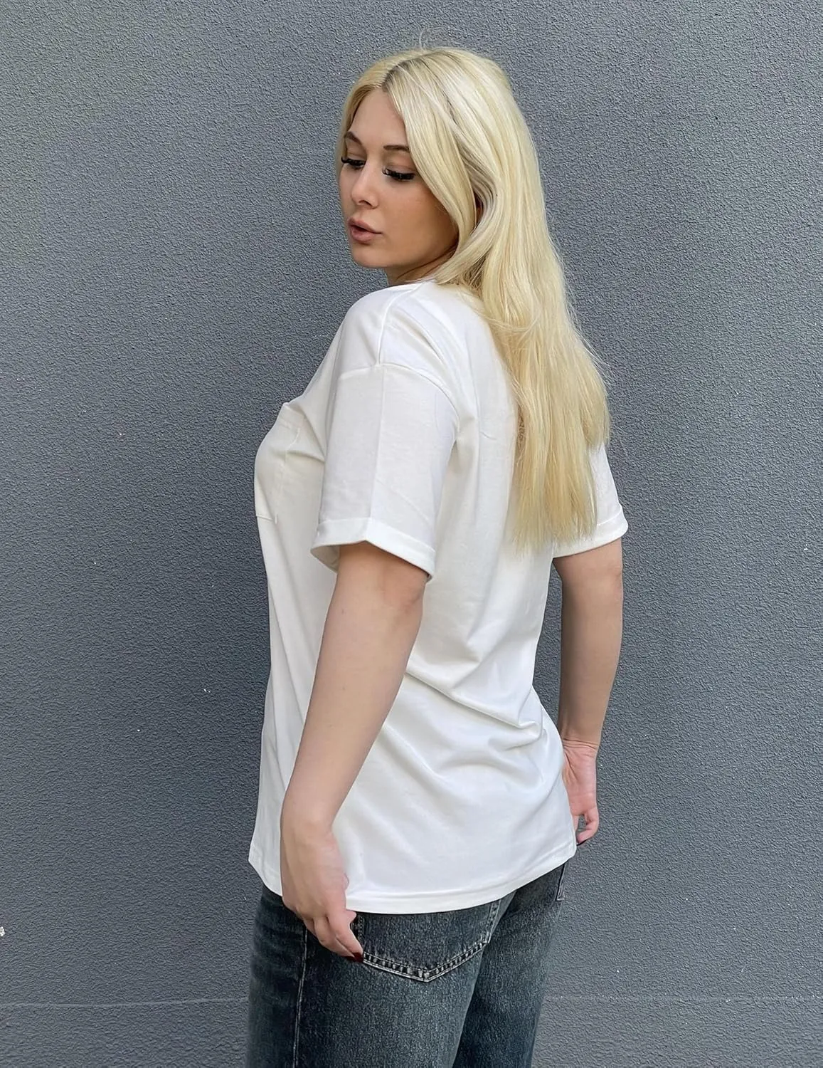 HOTOUCH Women Oversized T Shirts V Neck Short Sleeve Tees Casual Loose Tunic Summer Tops with Pocket