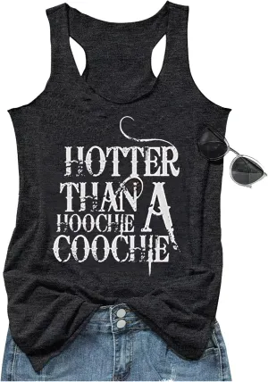 Hotter Than a Hoochie Coochie Tank Tops for Women Vintage Country Music Graphic Hawaiian Racerback T Shirt