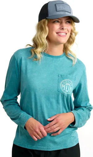 HUK Women's Short Sleeve Mineral Wash Pocket Tee, Fishing T-Shirt