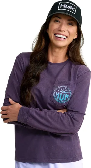 HUK Women's Short Sleeve Mineral Wash Pocket Tee, Fishing T-Shirt