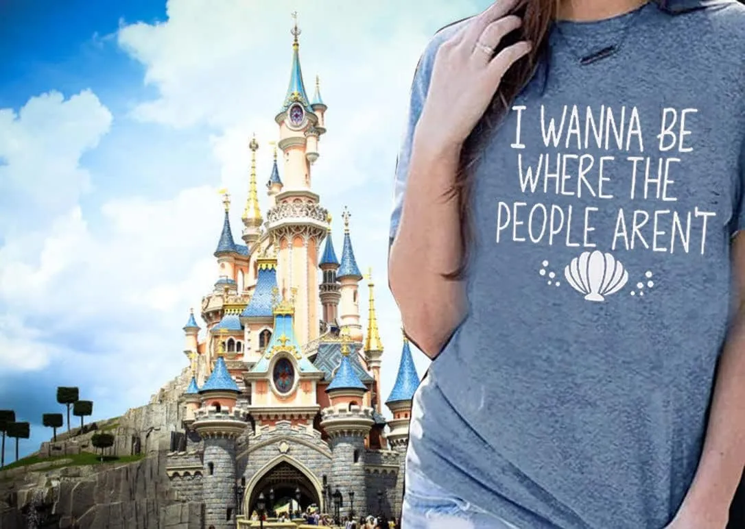 I Wanna Be Where The People aren't Tshirt Women Casual Vacation Holiday Shirt Short Sleeve Funny Graphic Tee Tops