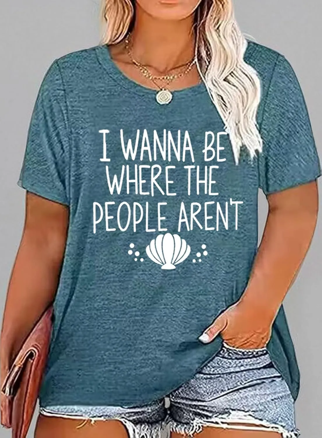 I Wanna Be Where The People aren't Tshirt Women Casual Vacation Holiday Shirt Short Sleeve Funny Graphic Tee Tops