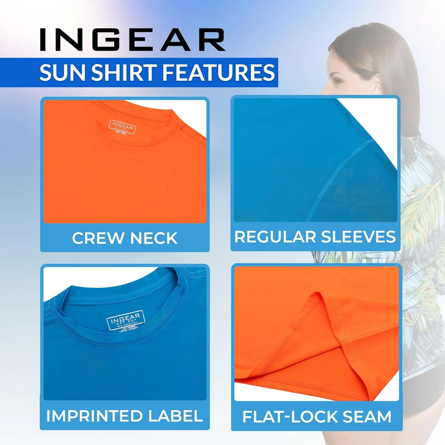 INGEAR Sun Shirt Beach Coverup for Women's Workout Tops Size