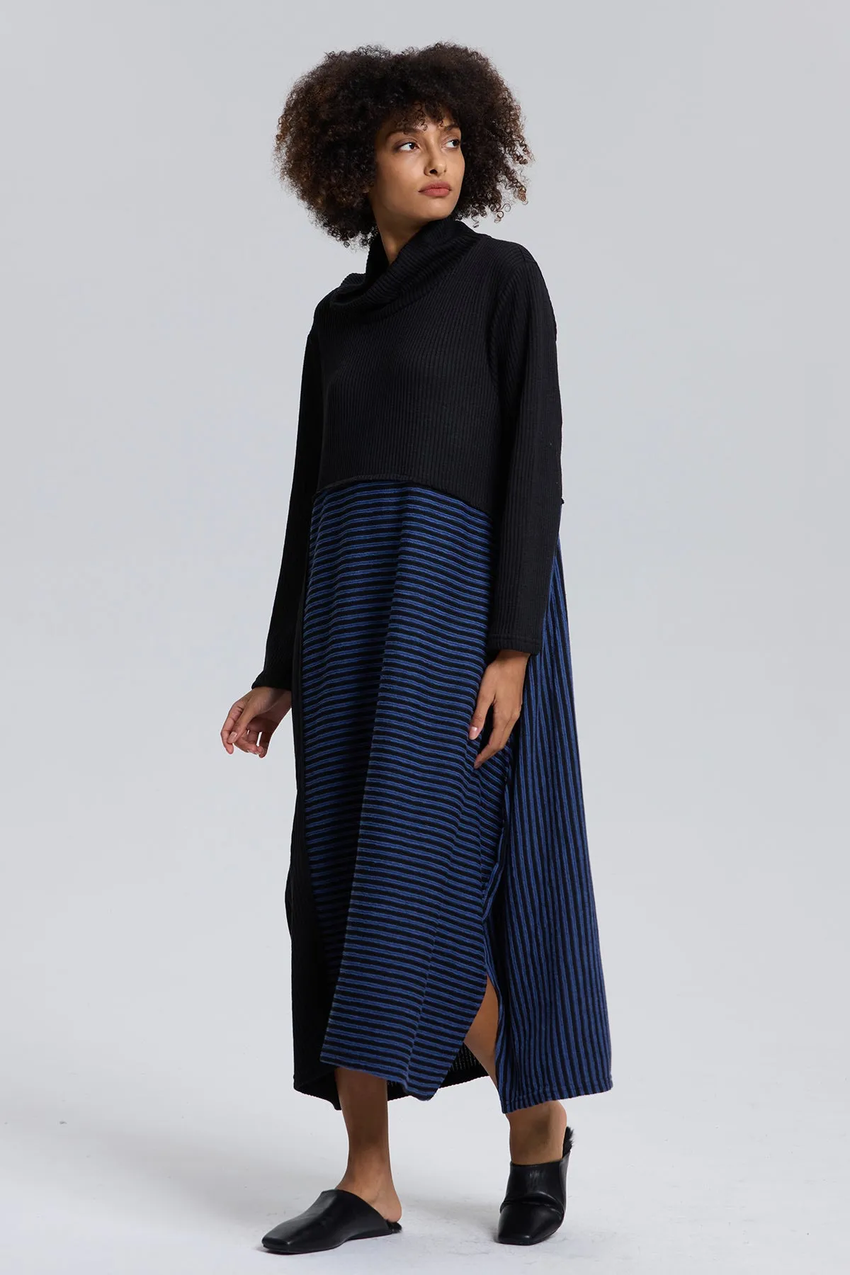 Irene Casual Cozy Stripes Knit Dress