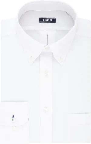 IZOD mens Regular Fit Stretch Solid Button Down Collar Dress Shirt, White, 16 -16.5 Neck 34 -35 Sleeve Large US