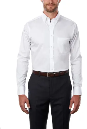 IZOD men's Regular Fit Stretch Solid Button Down Collar Dress Shirt, White, 17 -17.5 Neck 36 -37 Sleeve X-Large US