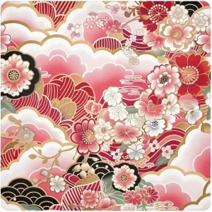 JIPONI Jap Pink Flower Makeup Bag, Self-Adhesive Magic Wrap Cloth, Portable Cosmetic Organizer, Camera Lens Protector, Travel Storage for Beauty Essentials, 21.7'x21.7'