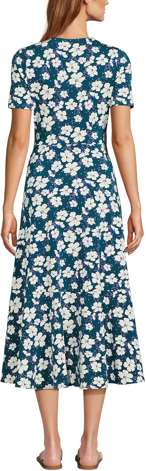 Lands' End Women's Cotton Modal Vneck Wrap Mini Dress