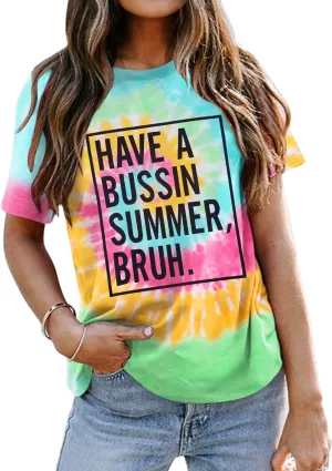 Last Day of School Shirt Women Have A Bussin Summer Bruh T- Shirt Teacher Life Tops School Is Out for Summer Clothes