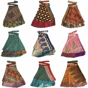 Layer Magic Silk Wrap Around Skirt/Dress - Two Layers Wrap Around Silk Long Skirt Pack of 5 PC