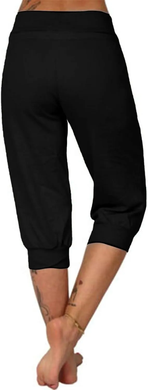 LCMTWX Capri Leggings for Women Elastic Pants for Women Fashion Casual Fashion Shorts Trousers Solid Ppants Yoga Workout
