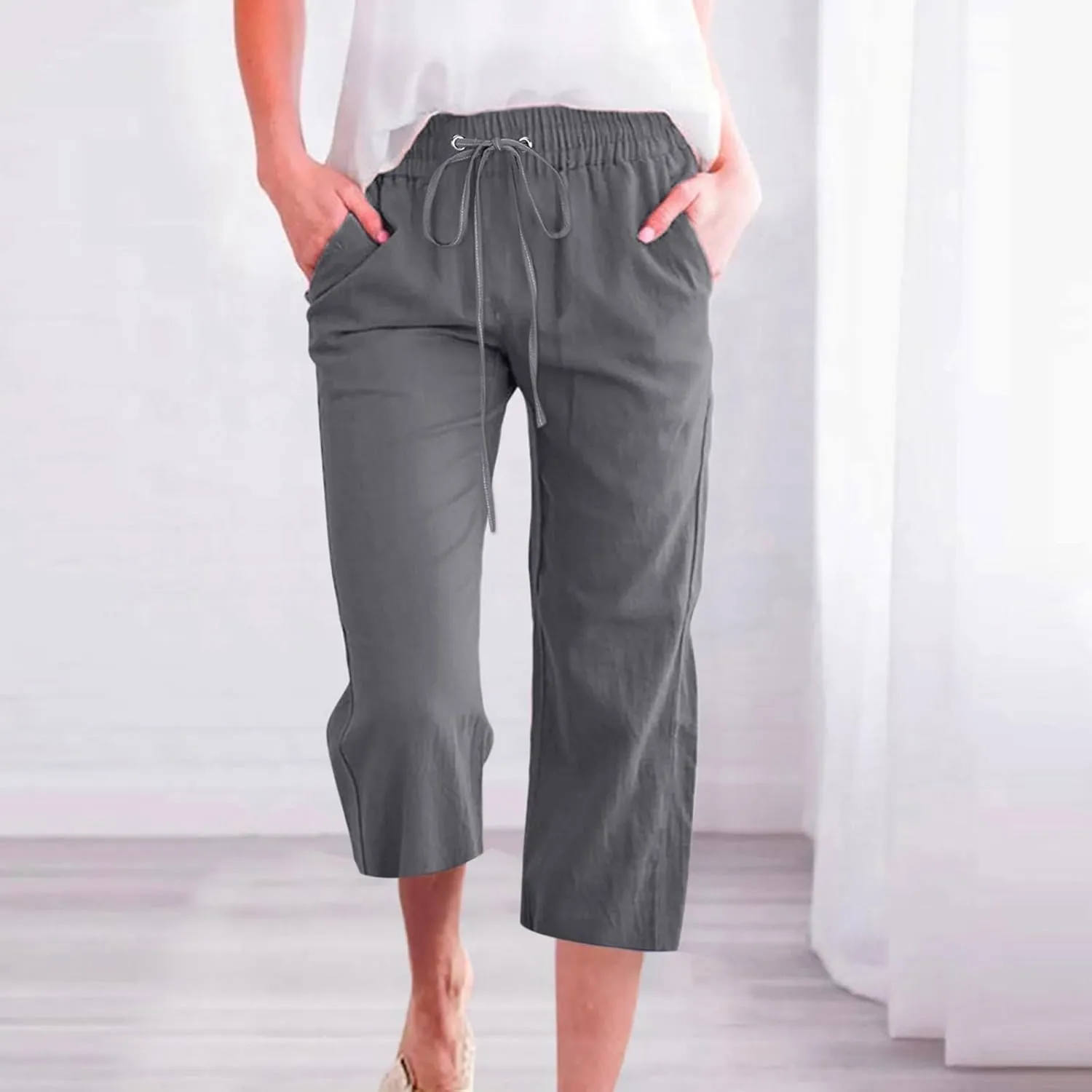 LCMTWX Capri Leggings for Women Elastic Pants for Women Fashion Casual Fashion Shorts Trousers Solid Ppants Yoga Workout