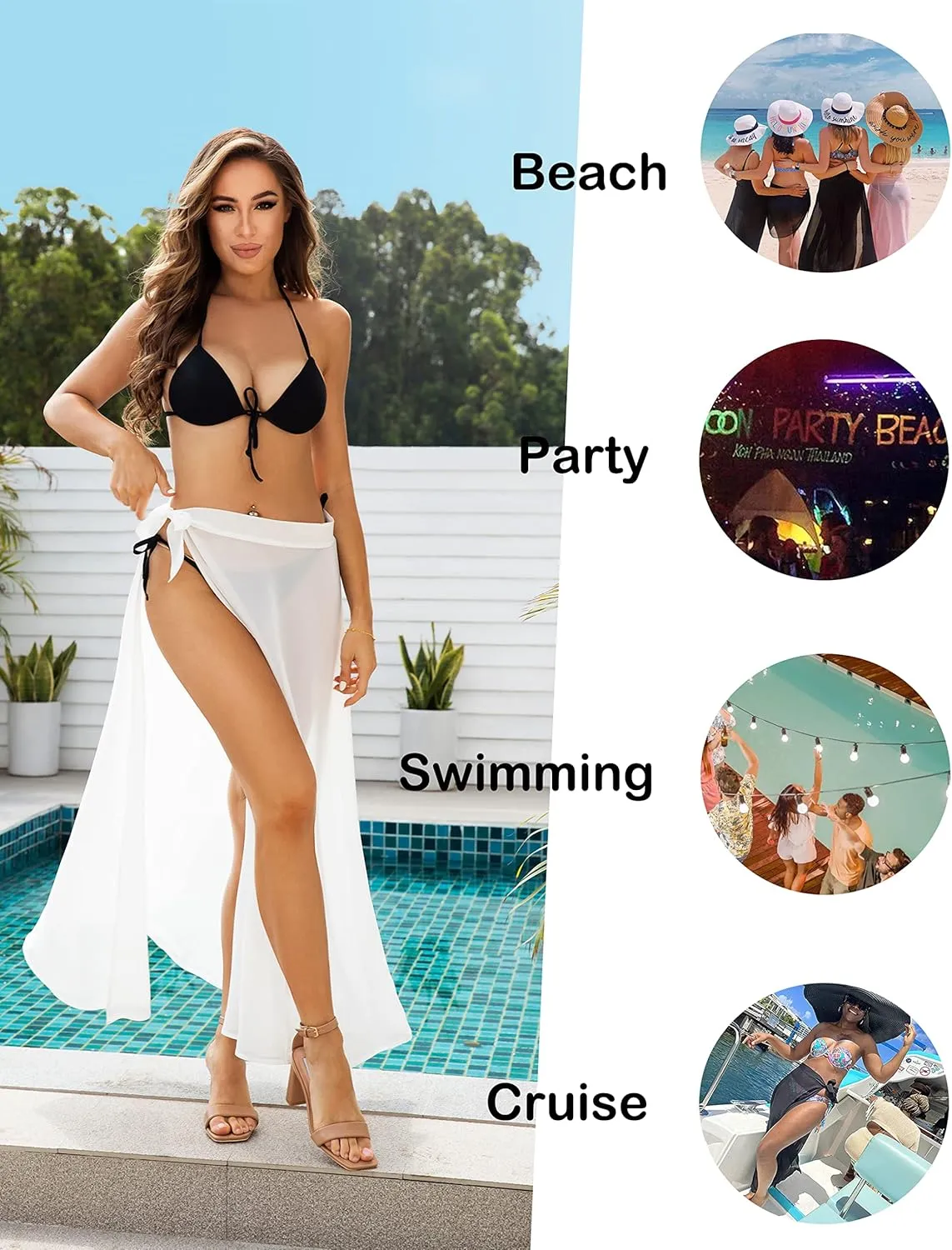 LIENRIDY Women's Swimsuit Cover Up Summer Beach Wrap Skirt Swimwear Bikini Cover-ups