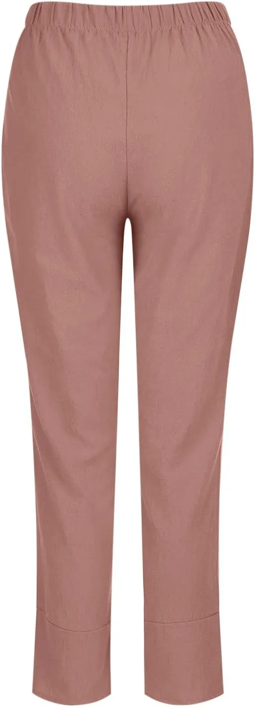 Linen Pants for Women High Waist Cotton Trouser with Pockets 2025 Summer Fashion Palazzo Beach Pants Plus Size M-5xl