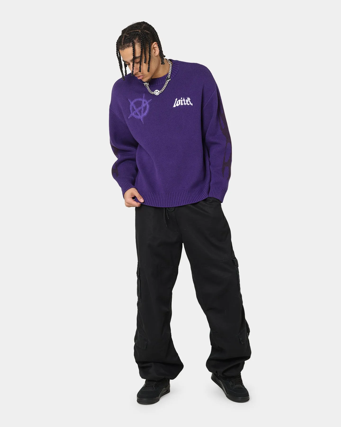 Loiter Void Knit Sweater Purple