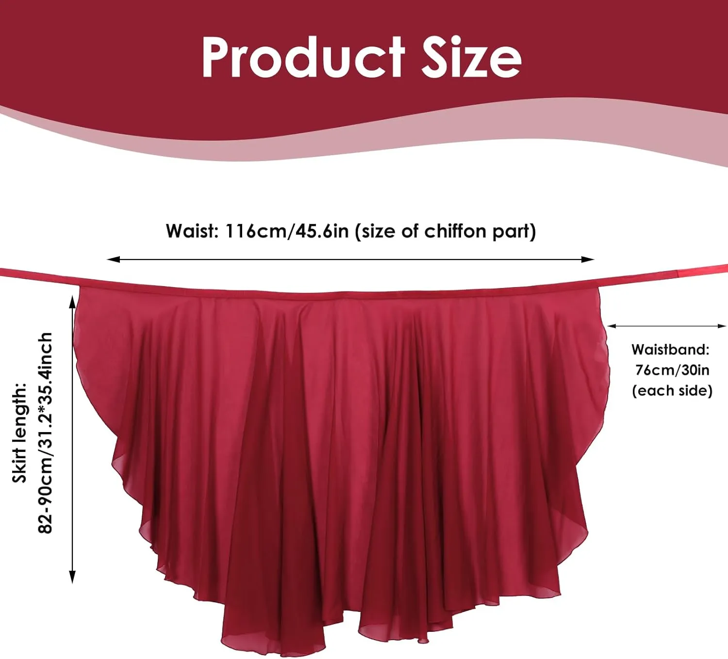 Lusofie Long Dance Wrap Skirt Women Ladies Long Sheer Dance Skirts  Ballet Wrap Skirt Chiffon Skirt with Adjustable Belt