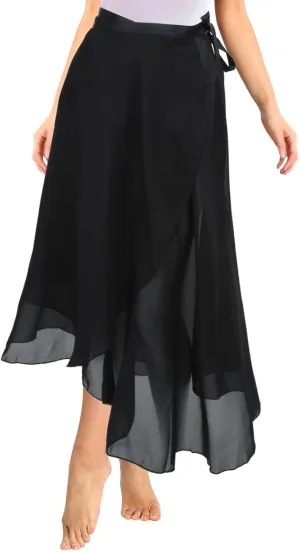 Lusofie Long Dance Wrap Skirt Women Ladies Long Sheer Dance Skirts  Ballet Wrap Skirt Chiffon Skirt with Adjustable Belt