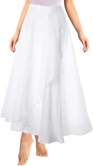Lusofie Long Dance Wrap Skirt Women Ladies Long Sheer Dance Skirts  Ballet Wrap Skirt Chiffon Skirt with Adjustable Belt