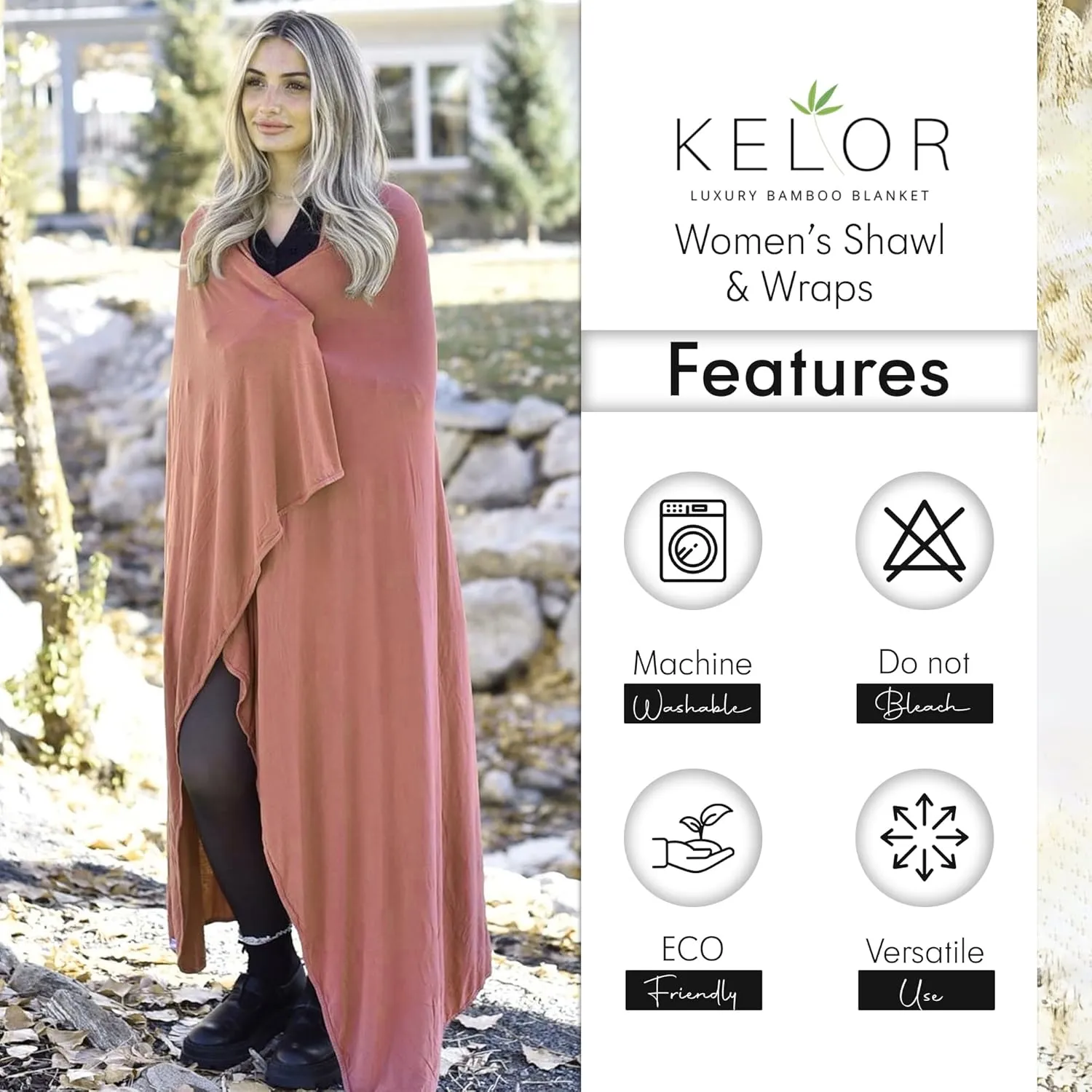 Luxury Cooling Travel Blanket - Stretchy, Lightweight Soft & Breathable Shawl Wraps for Women